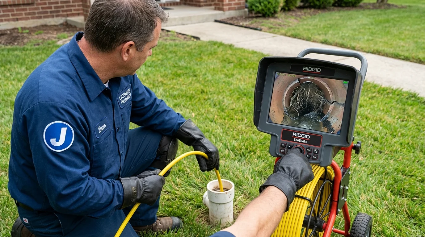 Sewer camera inspection being performed by Johns Plumbing LLC in Kingsport