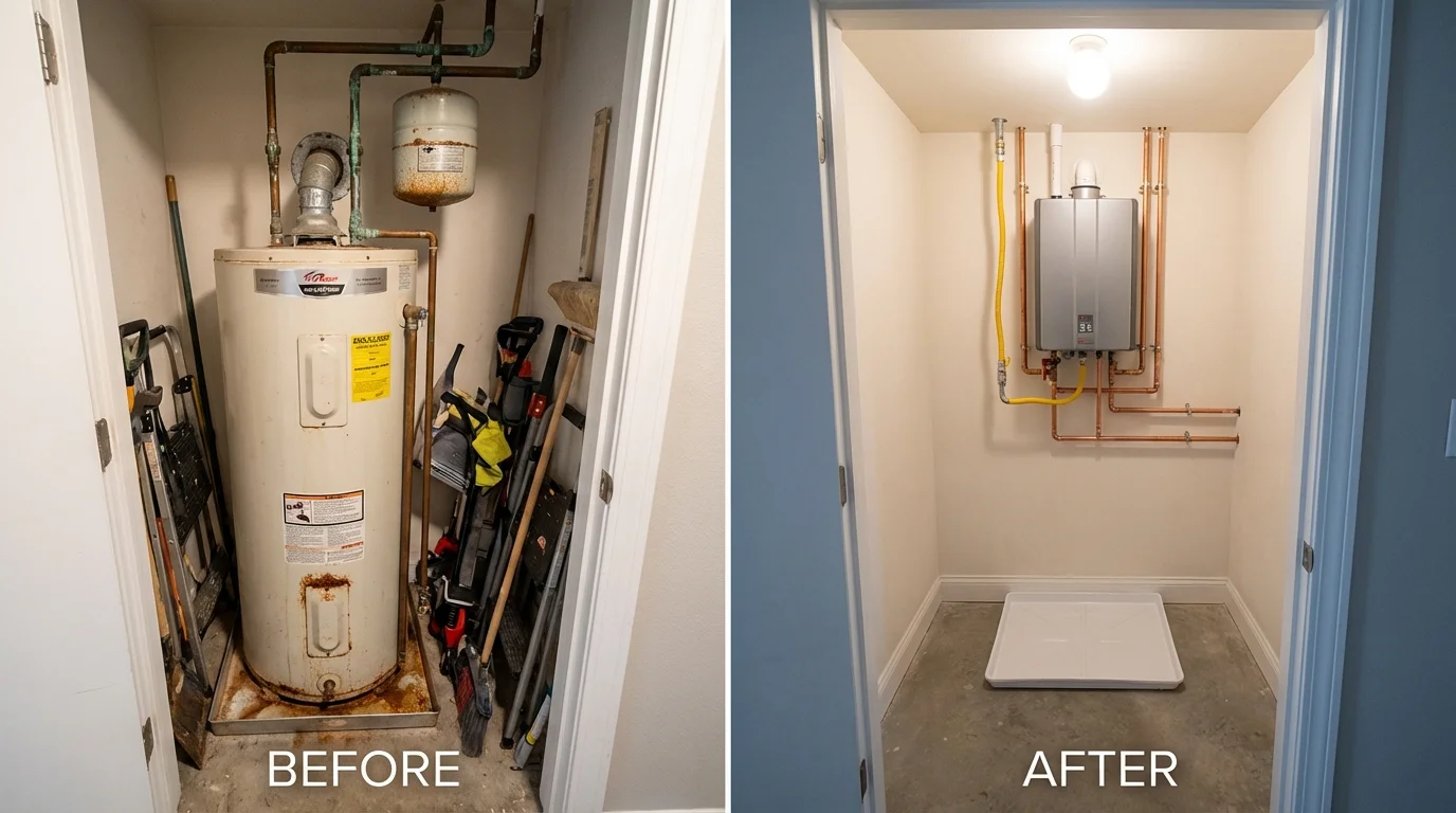Tank water heater versus wall-mounted tankless unit comparison for Kingsport, TN homeowners